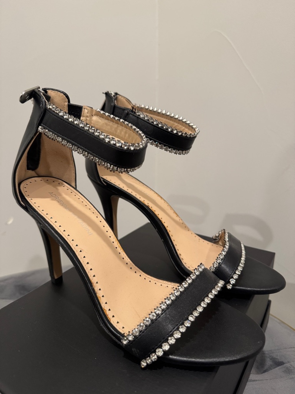 Adrienne Vittadini Black Crystal-Embellished Ankle-Strap Stiletto - Picture 5 of 8